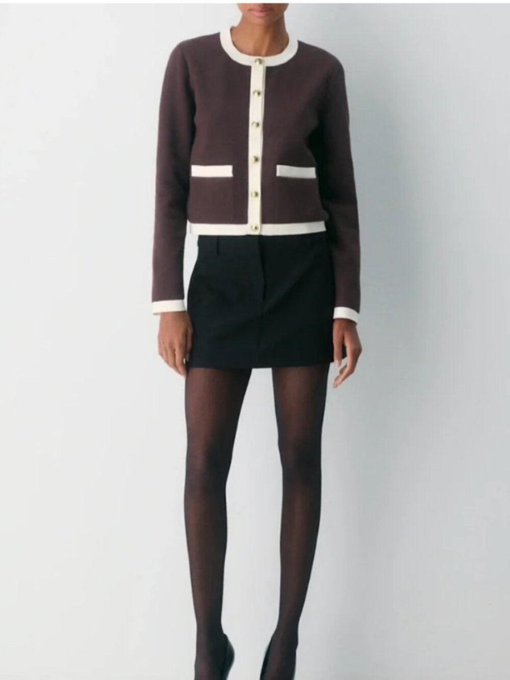 NEW! Aritzia Babaton Approach cardigan XS Rich Mocha Brown/Light Birch $138